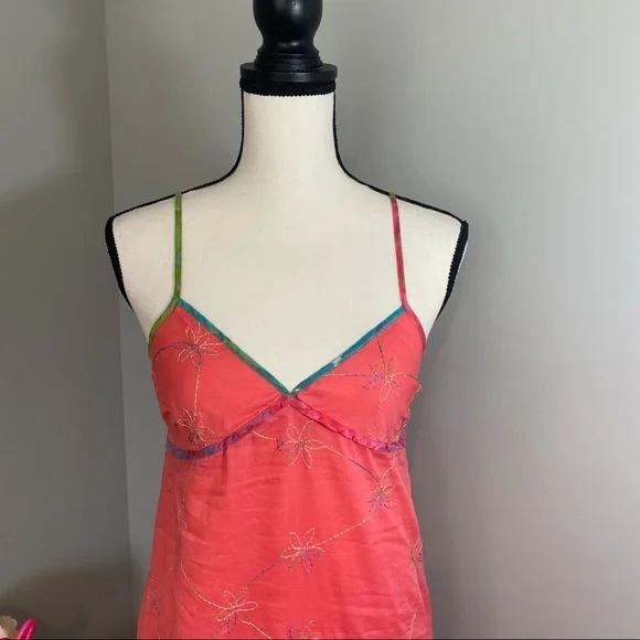 Y2K Floral Tie Dye Trim Cami Dress 2004 - Picture 2 of 9